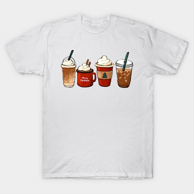 Christmas Coffee Latte Cozy Holiday Cute Xmas Tee for Women T-Shirt by William